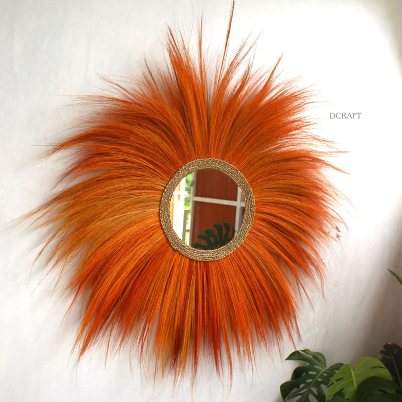 Cermin Rayung Kaca Dekorasi Natural Cermin Bulat Dinding