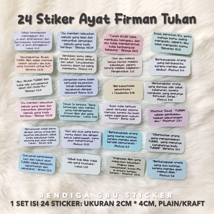 

24 Stiker Ayat Firman Tuhan Alkitab BUJO Bendiga GBU sticker quotes Bible reminder estetik plain kraft