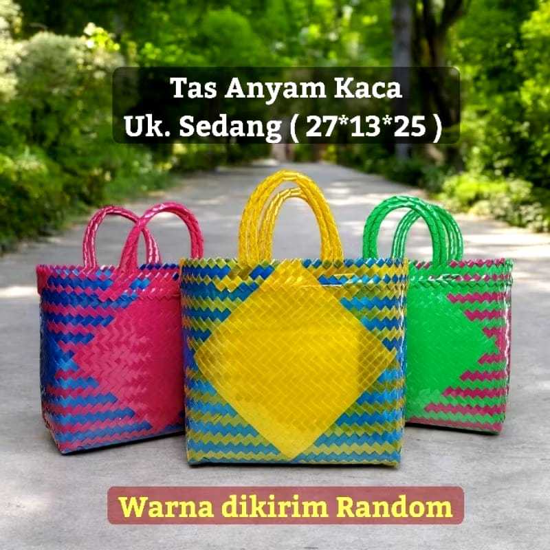 Tas Anyaman Plastik | Tas Lurik kaca sedang m