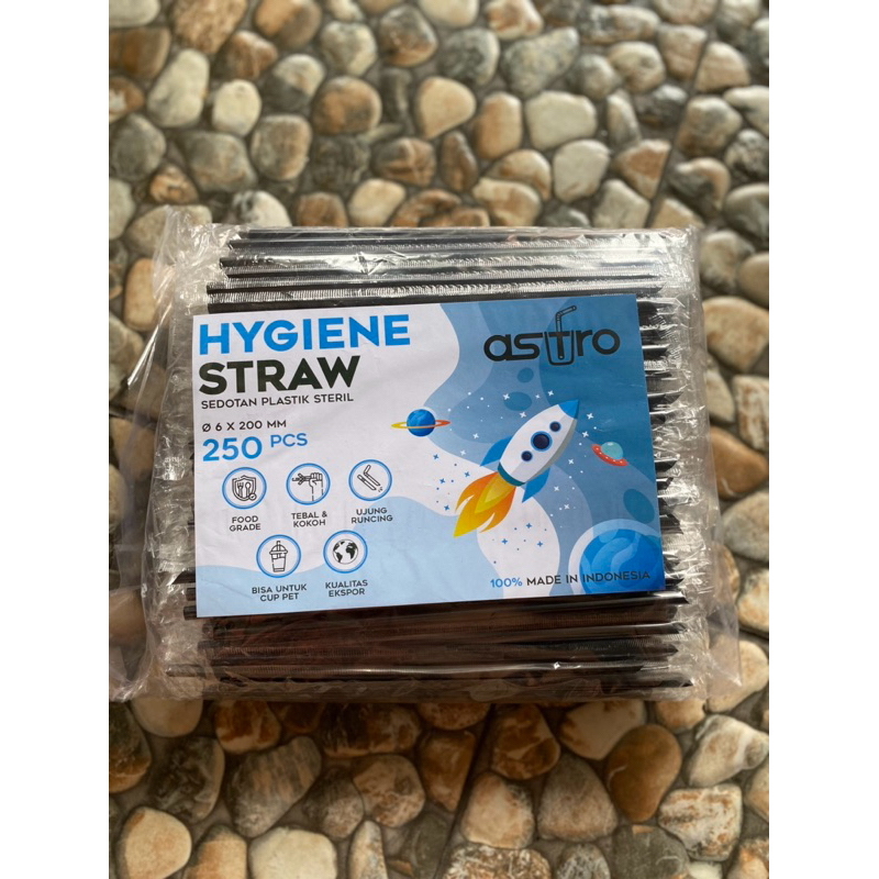 Sedotan Plastik Steril Astro Warna Hitam (Hygene Straw) 250 PCS