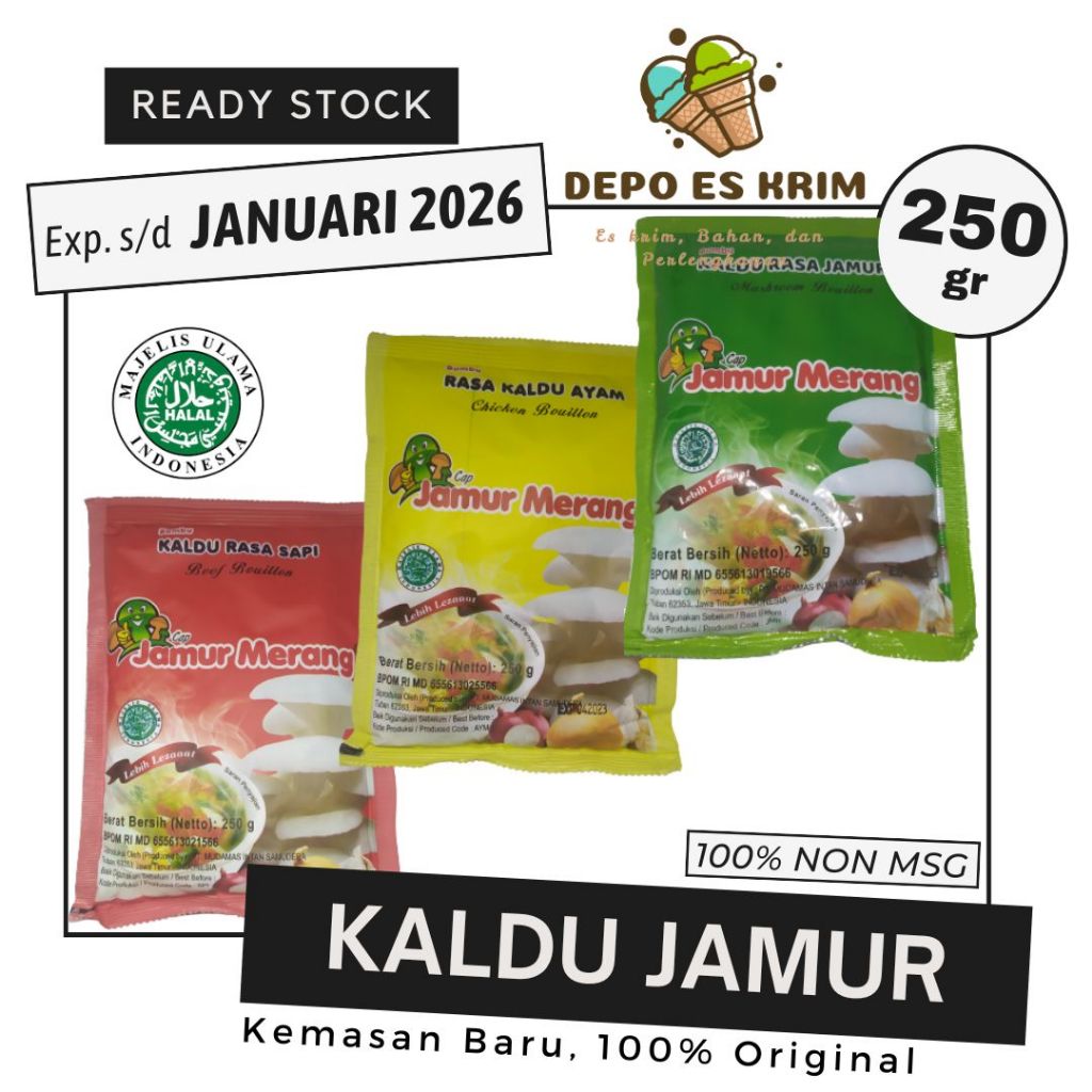 

Kaldu Jamur Merang Alami 250 gram Penyedap Rasa Non MSG Pengganti Vetsin