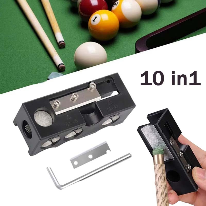 [COD] 10 In 1 Tip Shaper Billiard Alat Stick Billiard Repair Tool Cue Universal Cue Tip Repair Tool 