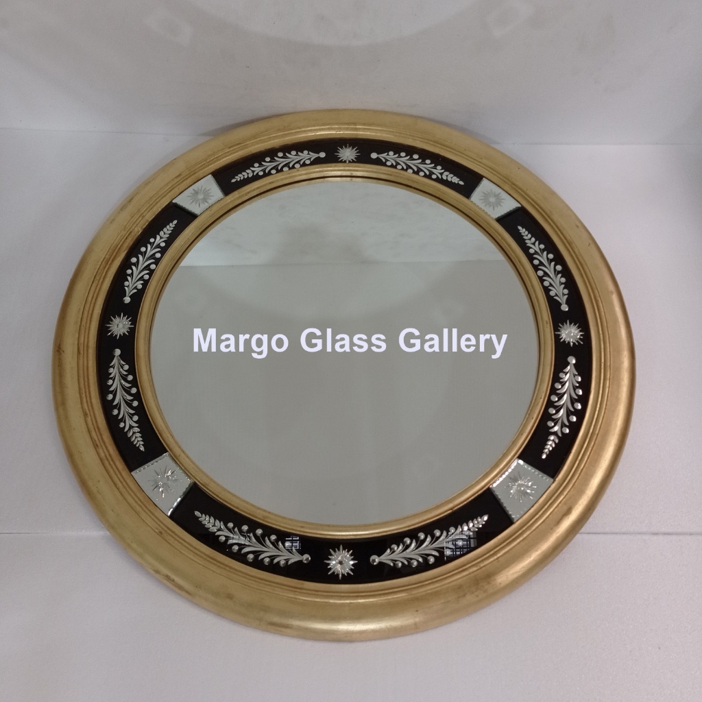 Cermin Dinding Dekorasi Gantung Ruang Tamu / Cermin Hias Bulat / Cermin Wooden