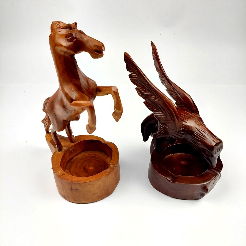 Asbak Aesthetic Kayu Souvenir Kerajinan Miniatur Kuda Jingkrak Elang