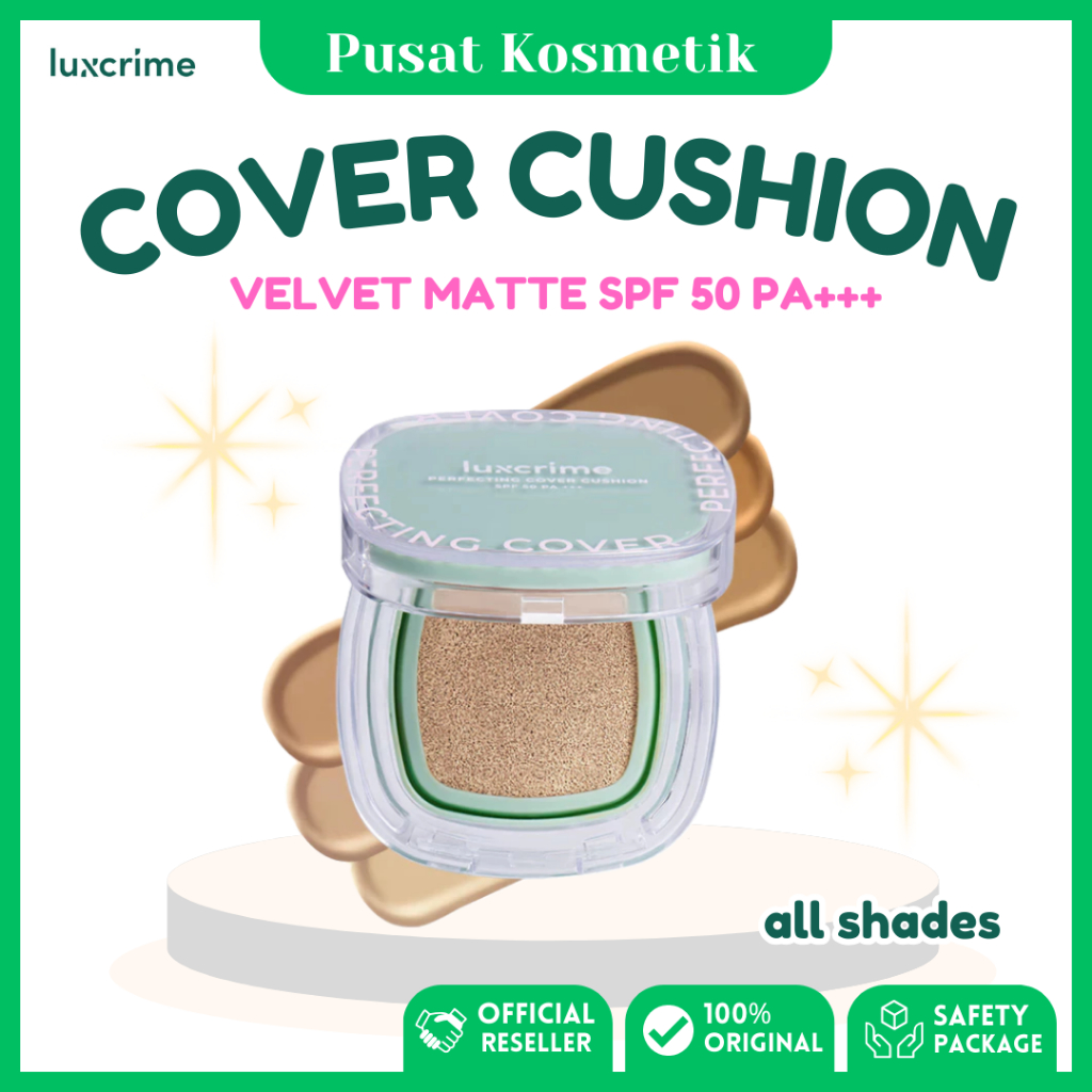LUXCRIME Perfecting Cover Cushion - Velvet Matte SPF50 PA+++ | Foundation Bedak Makeup Full Refill