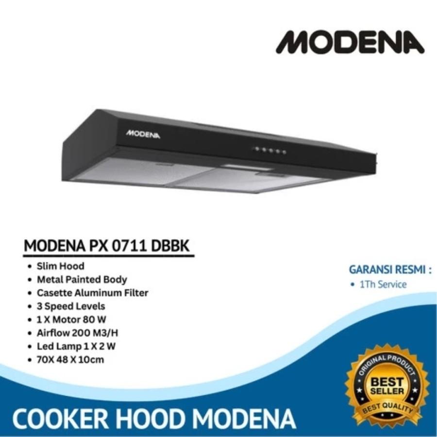 Modena Cooker Hood PX 0711 DBBK / PX0711DBBK Slim Cooker Hood 70cm 70 cm Hitam