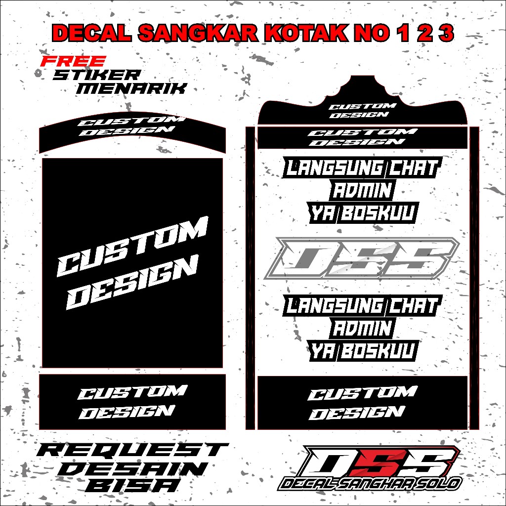 DECAL SANGKAR BURUNG KOTAK MOTIF CUSTOM NO 1 2 3