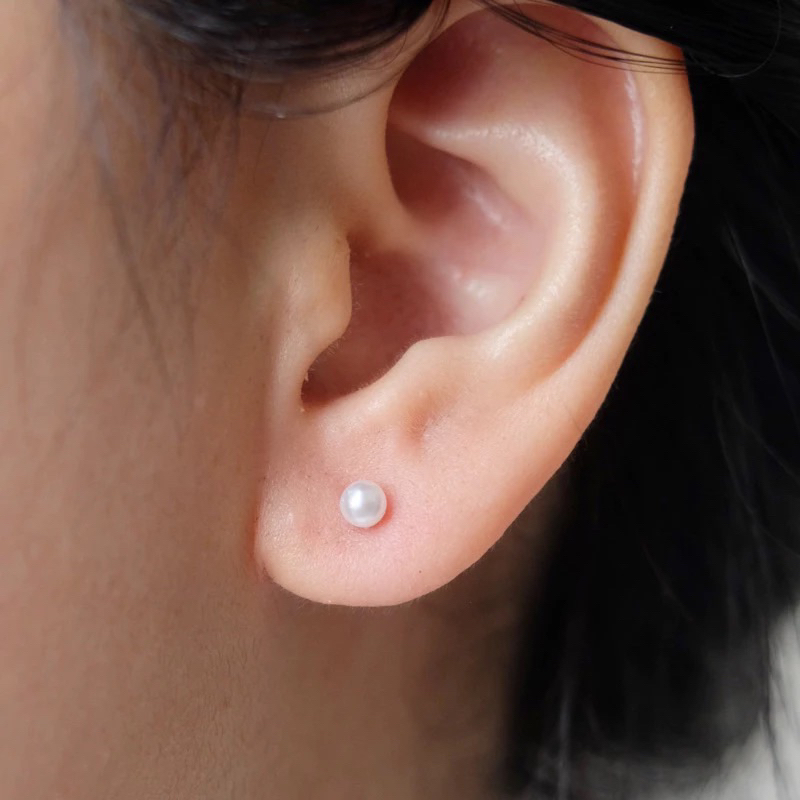 Anting giwang mutiara Titanium Asli Anti Karat Tidak Alergi Permata Mutiara 1 pasang