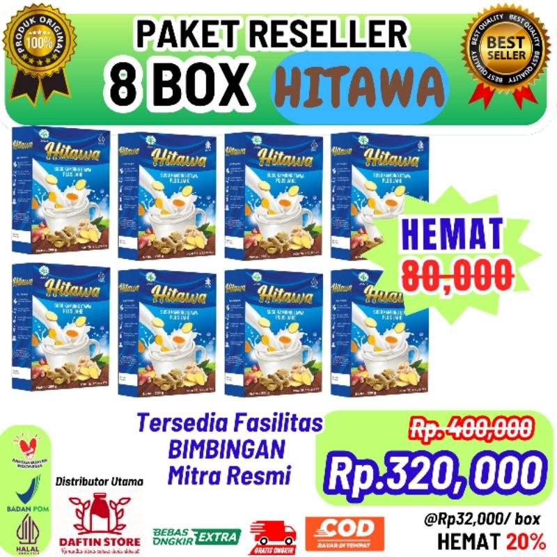 

HITAWA 10 Box Paket Reseller Susu Etawa plus Jahe Terapi Nyeri Sendi dan Tulang