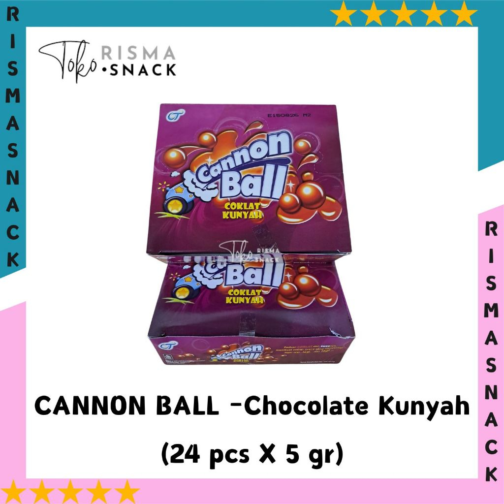 

Permen Cannon Ball Cokelat Kunyah kemasan (24pcs x 5gr)