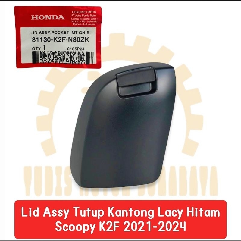 AHM 81130-K2F-N80ZK Lid Assy Pocket Cover Tutup Kantong Laci Hitam Scoopy Prestige K2F 2021-2024