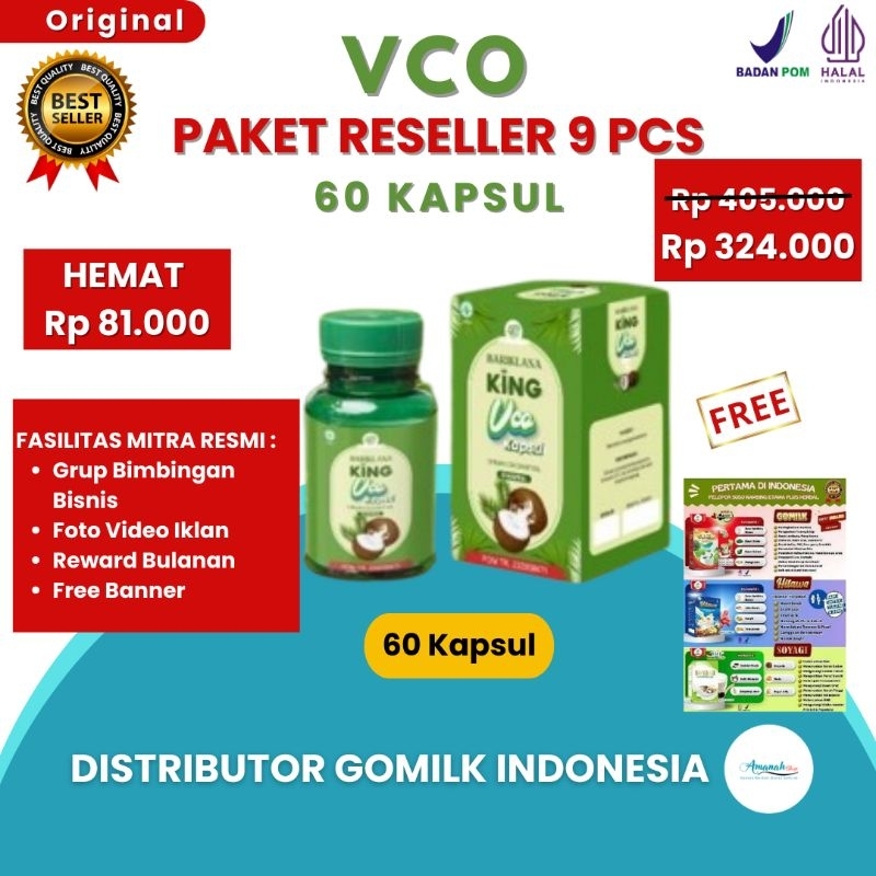 

[BISA COD + GARANSI] [GRATIS BANNER] [PAKET RESELLER 8 PCS] VIRGIN COCONUT OIL/VCO BARIKLANA 60 Kapsul