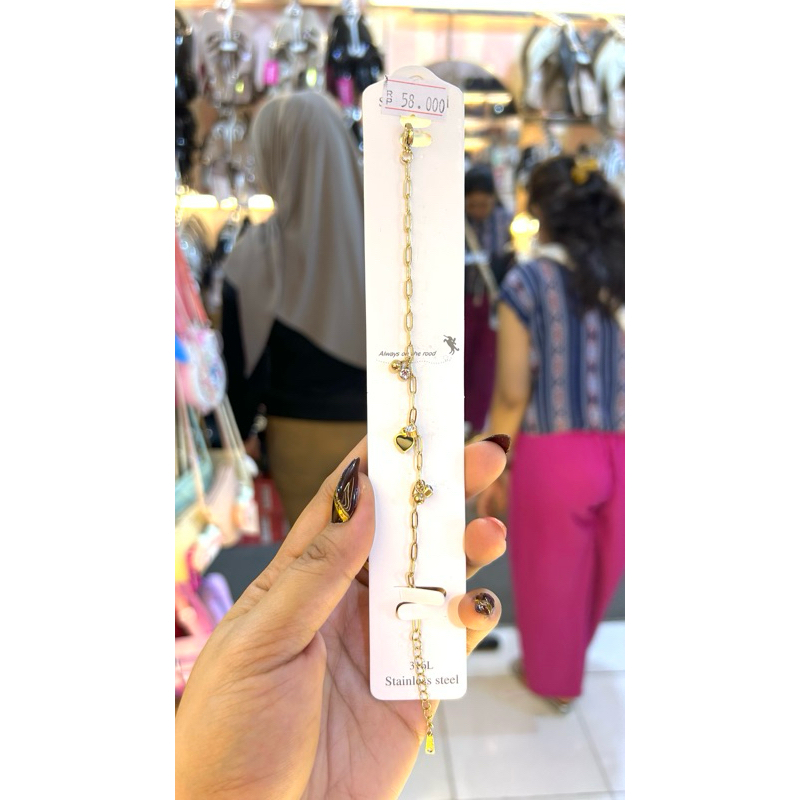 GELANG RANTAI TITANIUM HATI HITAM