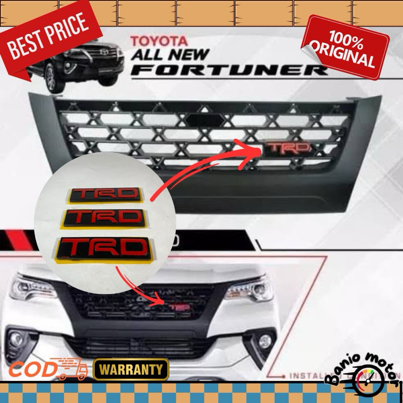 Emblem Logo Tulisan TRD | Untuk Grill Depan Toyota All New Fortuner / Rush