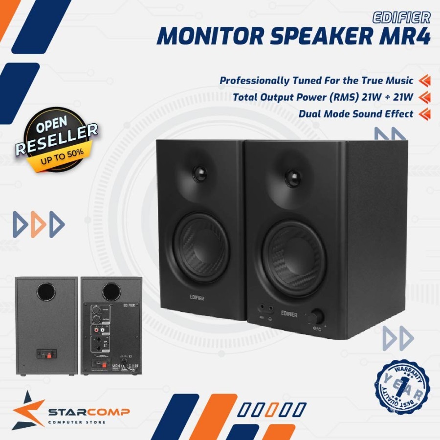 Edifier MR4 Speaker Active 2.0 Monitoring Studio Bookshelf