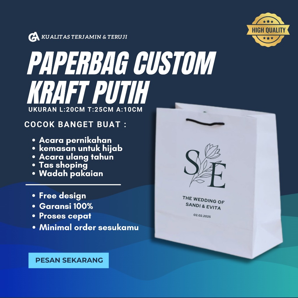 

[ALL SIZE] PAPER BAG PUTIH CUSTOM SABLON / PAPERBAG PUTIH SABLON / TAS KERTAS SOUVENIR