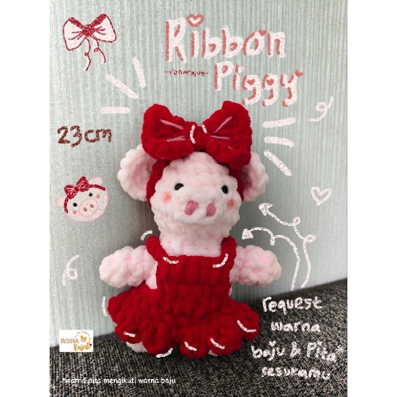 [Adoptme] Boneka Babi Rajut Ribbon Piggy | Crochet Doll | Amigurumi