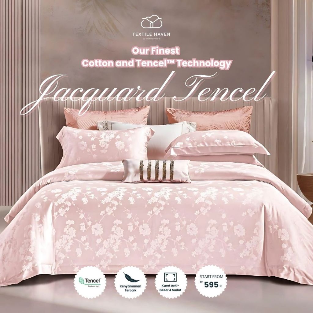 Sprei dan BedCover Jacquard Tencel Serat Bamboo Original 80s | Sprei KingKoil Sutra Emboss tinggi 40