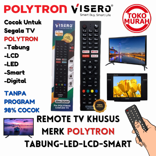 Remote/Remot TV Khusus Merk POLYTRON Multi All Type TV Tabung/LCD/LED/SMART/DIGITAL