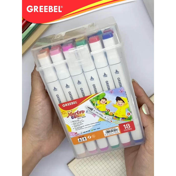 

Spidol Warna Warni / Spidol Set Sketch Marker / GREEBEL Acrylic Single Head 18 Warna / Marker Drawing Pen