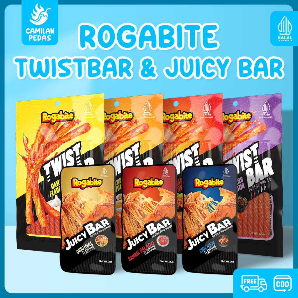 

Camilan Pedas - Aneka Juicy Bar & Twist Bar Camilan Snack High Protein Makanan Ringan Tinggi Protein