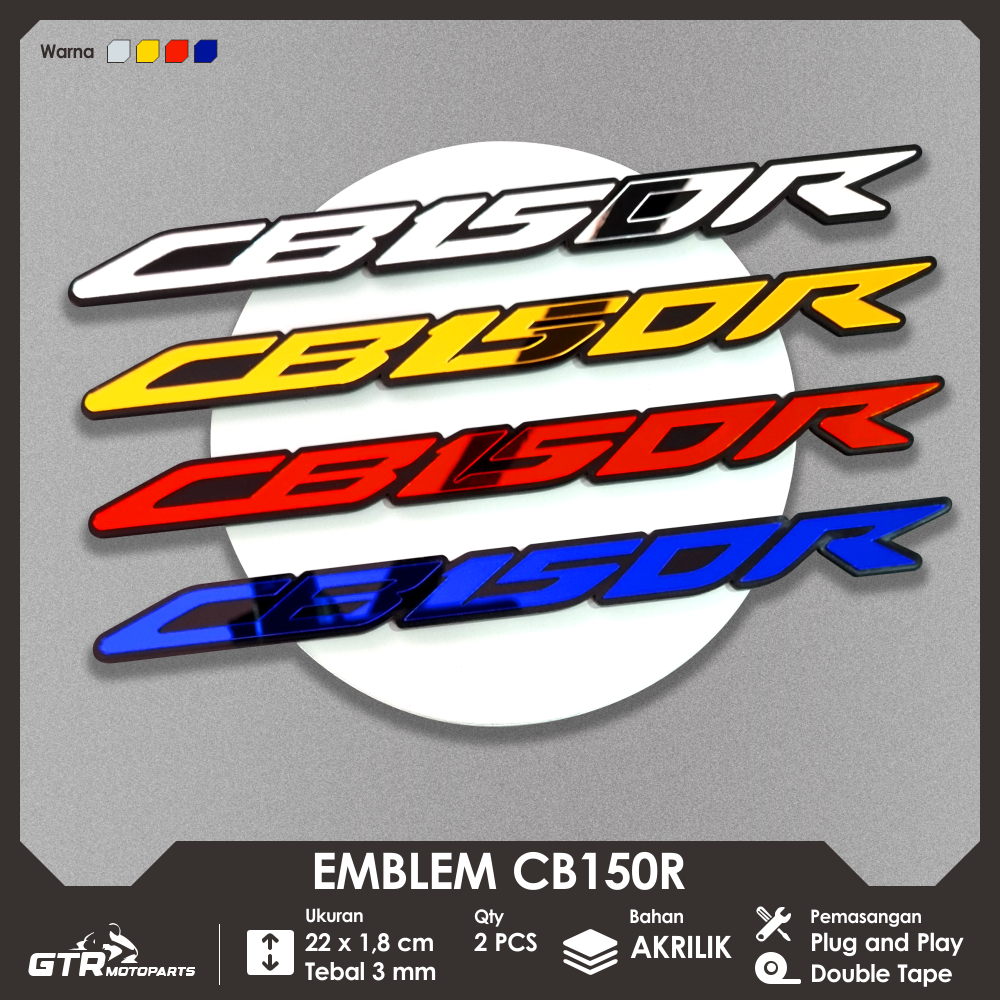 GTR Emblem CB150R 2 PCS 3D Timbul Aksesoris Motor Honda CB150R
