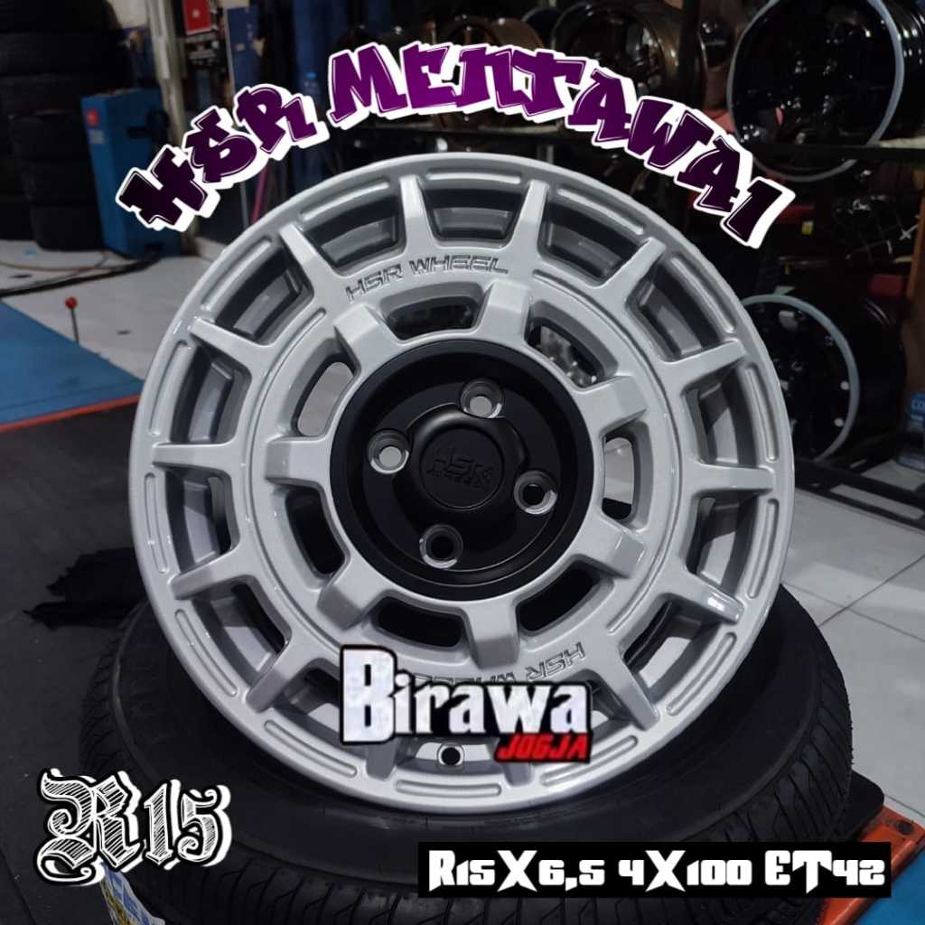 Velg Model Rally Terbaru Original HSR Mentawai Ring 15 Pcd 4X100 Velg Mobil R15 Brio Agya Ayla Ignis