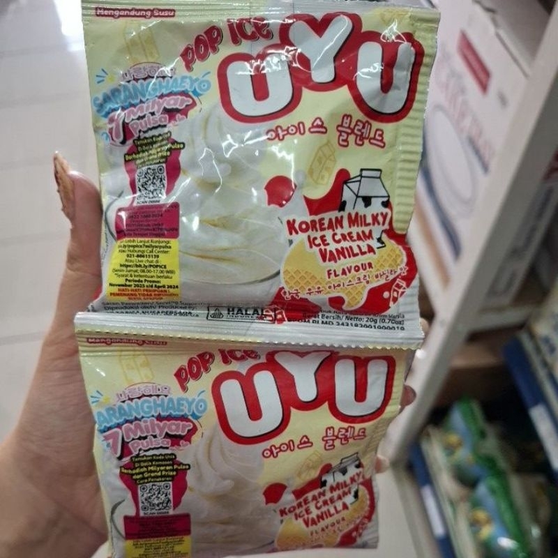 

pop ice uyu milky ice cream vanilla isi 10 sachet