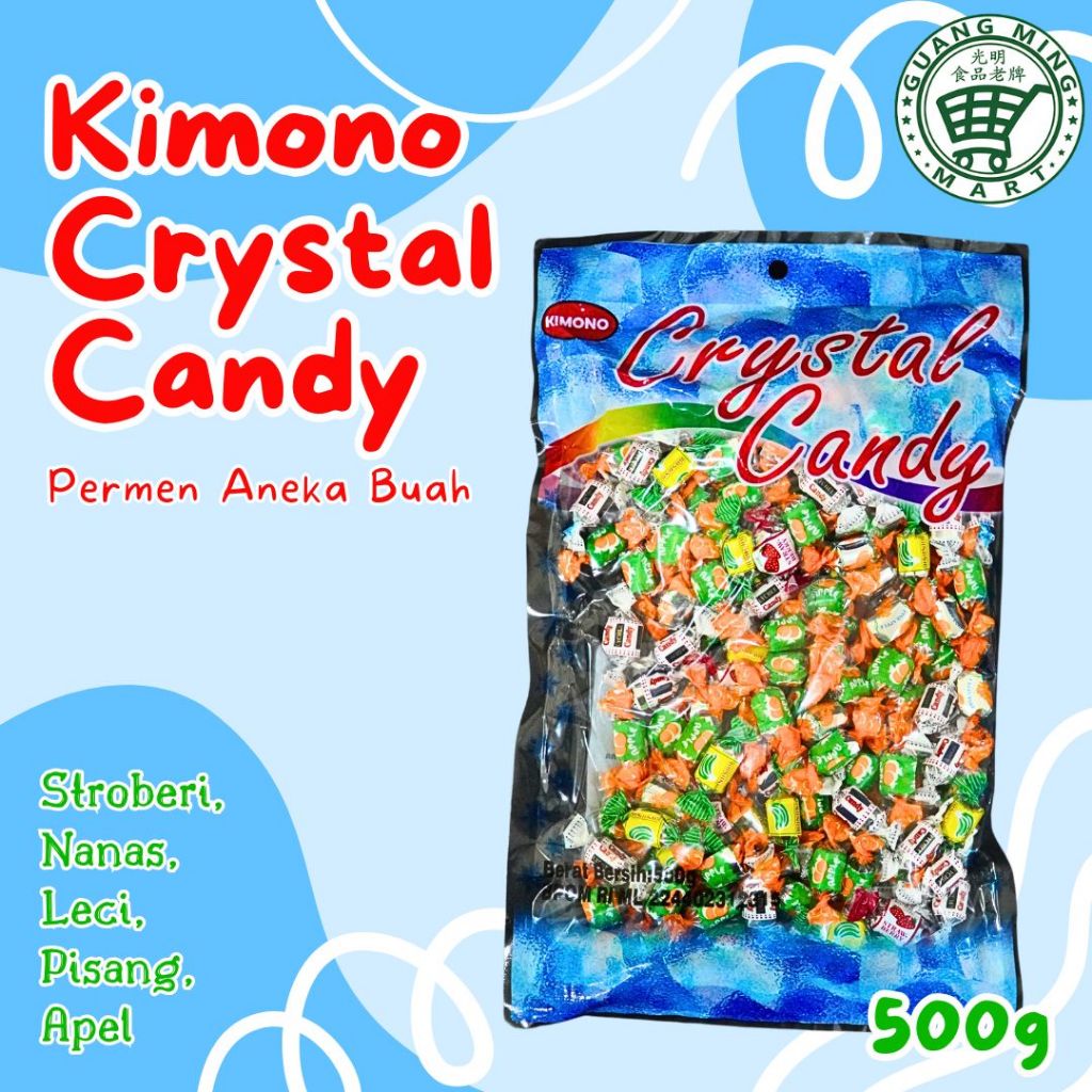 

Kimono Crystal Candy 500g / Permen Aneka Buah Stroberi, Nanas, Leci, Pisang, Apel (Vegan Friendly)