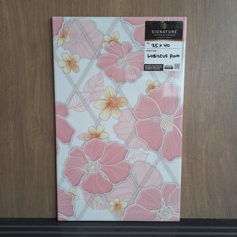 Keramik Dinding Bunga Pink Mulia 25x40 Hibiscus Pink
