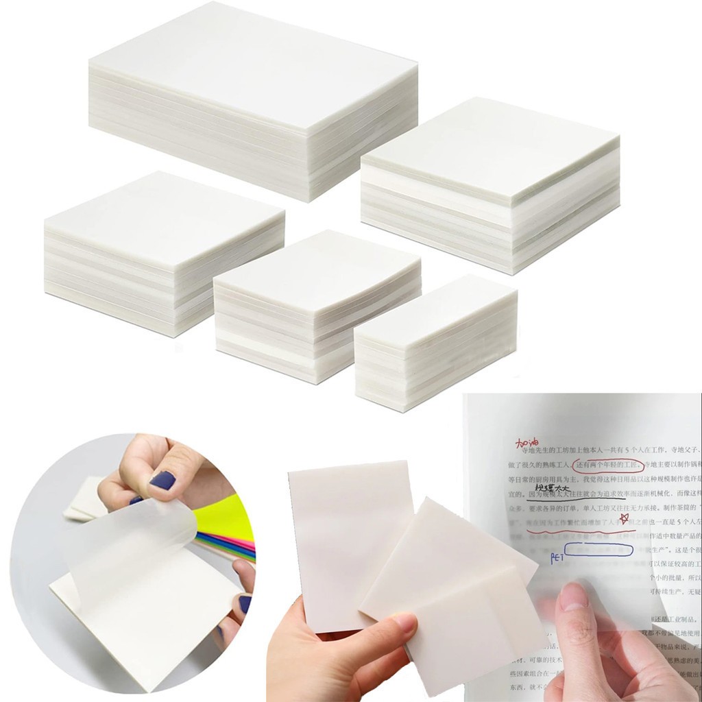 50Pcs Transparent Sticky Notes/Catatan Tempel Bening Transparan Waterproof & Clear Sticky Note Pad