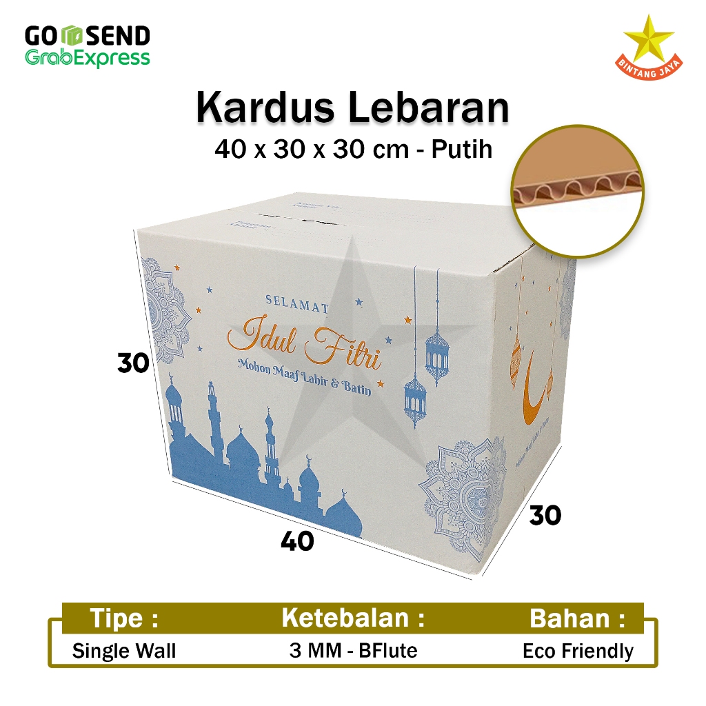 

Kardus Box Lebaran Tempat Sembako Parcel Idul Fitri Jumbo 40x40x30 cm
