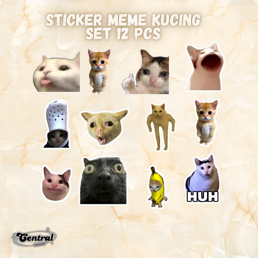 

Stiker meme kucing set 12 pcs Aesthetic Laptop Brand Tumblr Helm Laptop Case Sticker Case