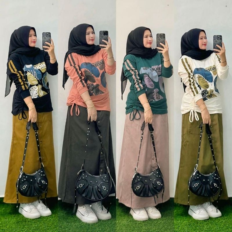 Set Rok Serut Combad oneset Wanita Kekinian Trendy