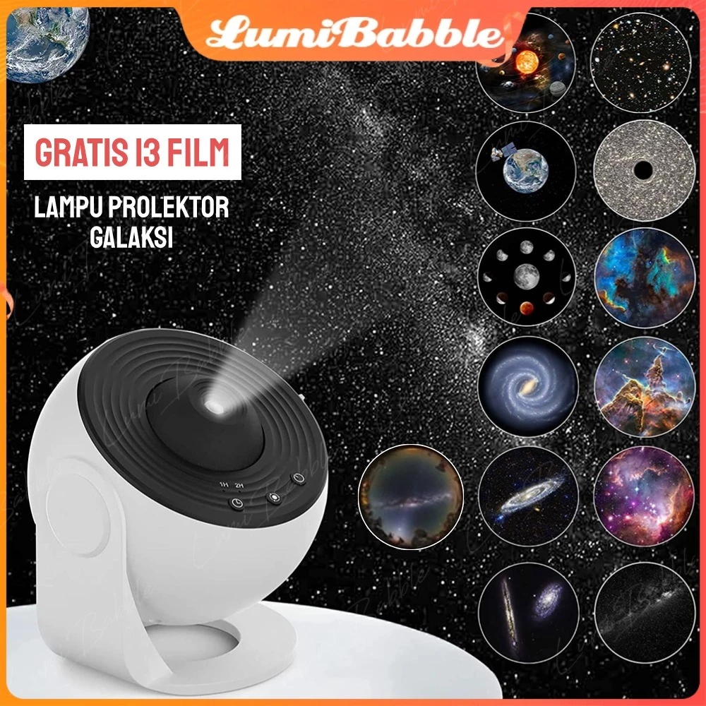 TM - Lampu Tidur Proyektor Galaxy Lampu Kamar Tidur Aesthetic 360° Lampu Proyektor Langit Lampu Proy