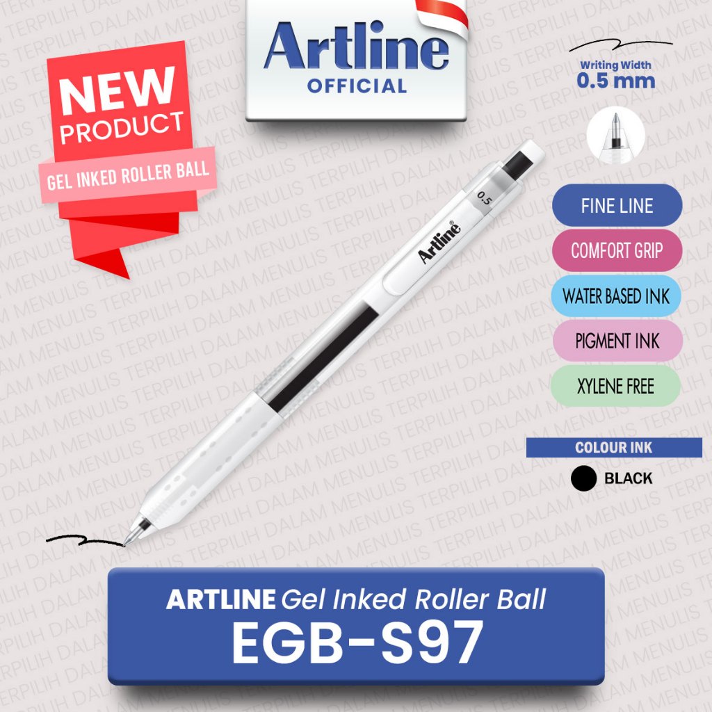 

(LIVE) ARTLINE Gel Inked Roller Ball 0.5 mm EGB-S97 / Retractable Pen with Comfort Grip 2