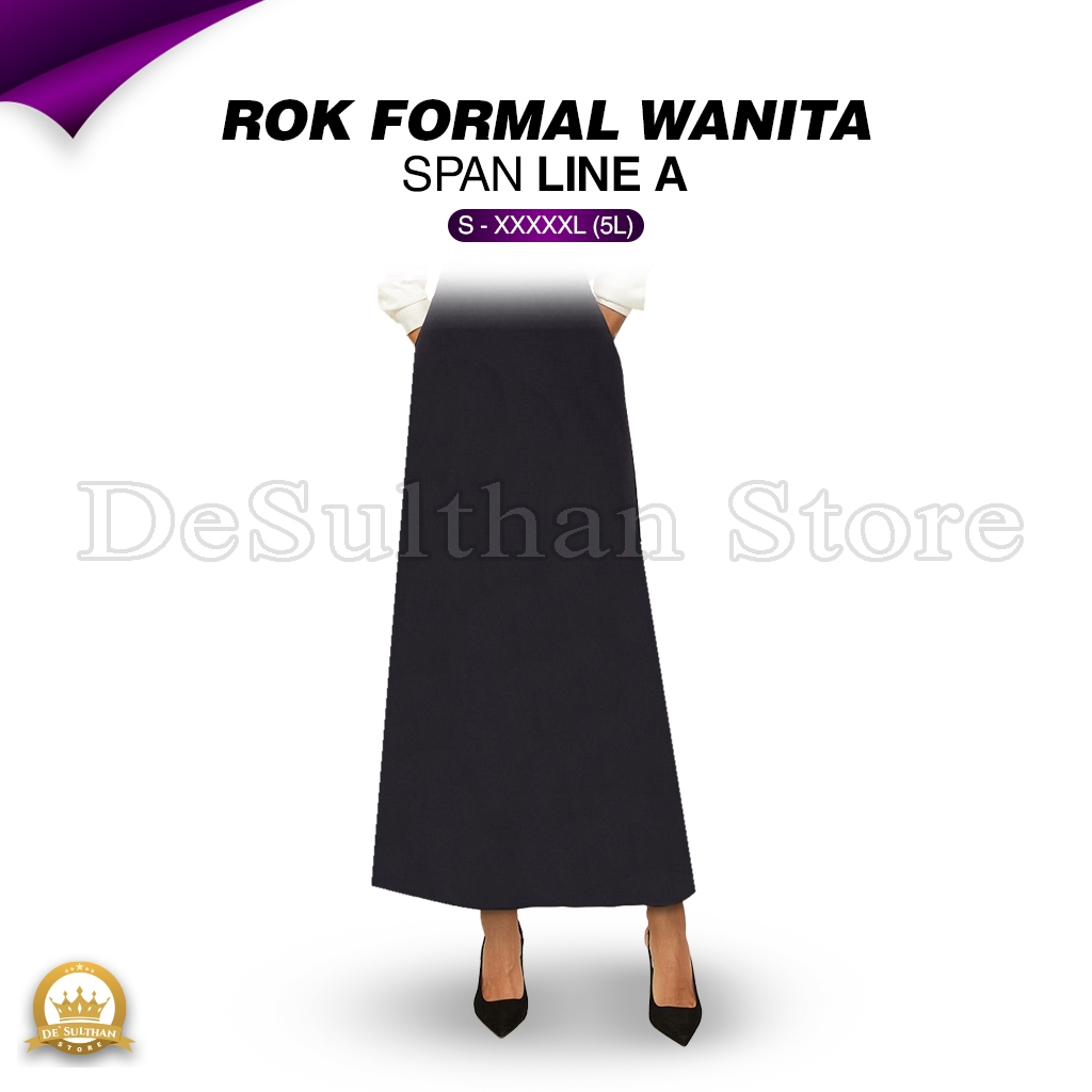 Desulthan Store | Rok Kerja Span Line A Panjang Wanita Hitam Formal Rok Span Kerja Long Skirt Peremp