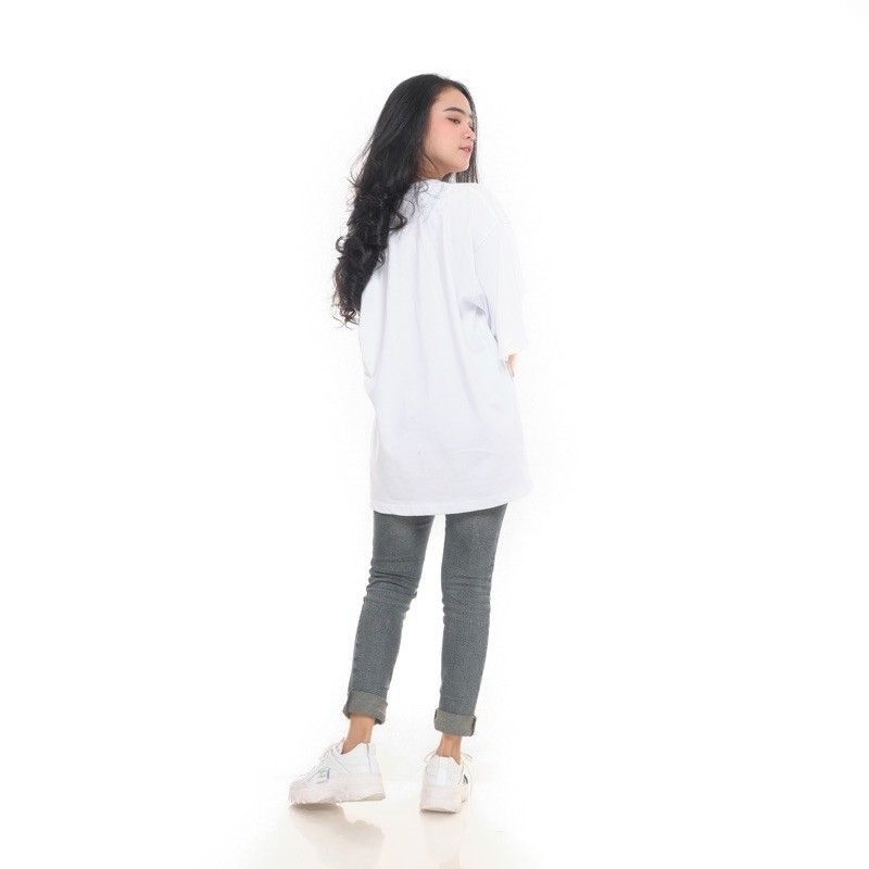 Baju Oversize Polos Warna Putih Cotton Combed 20s Kaos Pria Wanita Tebal