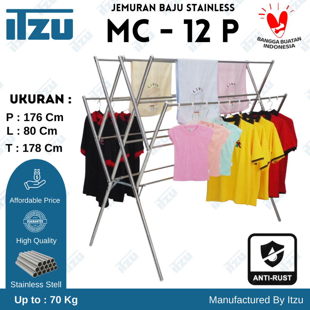 Jemuran Baju Stainless Besar 12 Palang