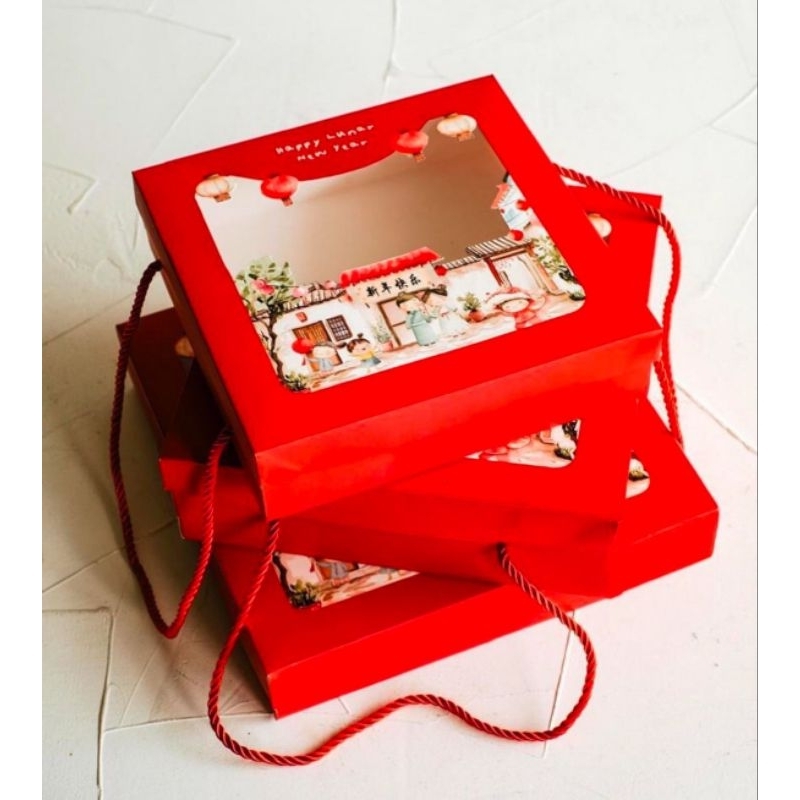 

BOX IMLEK CNY LAMPION PARTY 20X20X, 22X22, 25X25 KOTAK KUE TEMA IMLEK