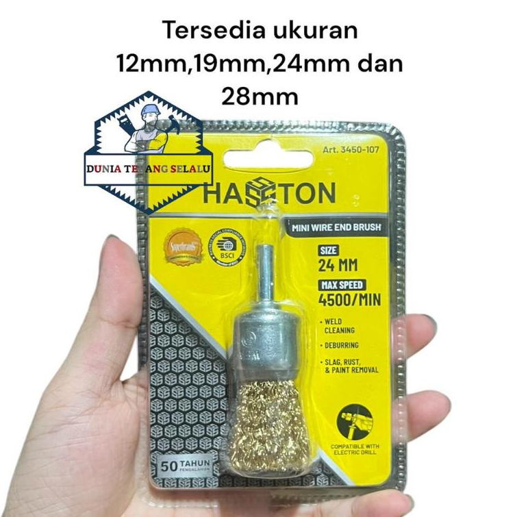Sikat Mangkok Mini HASSTON 12mm 19mm 24mm 28mm untuk Bor Listrik - Sikat Mangkok Kawat Baja Kuning H