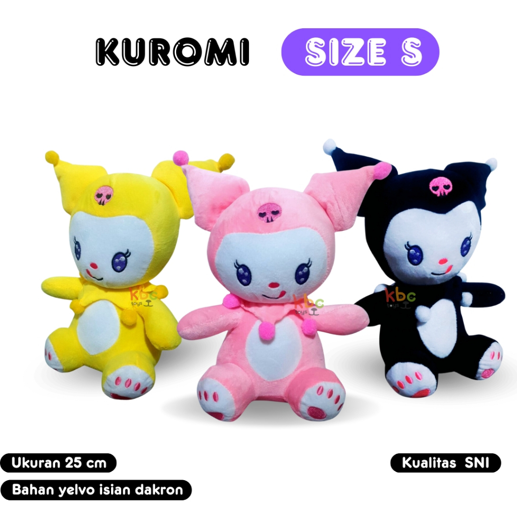 Kuromi S Ukuran 25 Cm Bahan Yelvo - Boneka Kecil Kualitas SNI