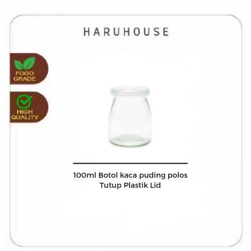 100ml Botol Kaca Puding Tutup Plastik Lid