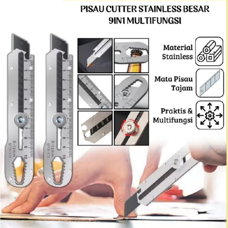 

pisau cutter stainless, cutter serbaguna, alat pemotong
