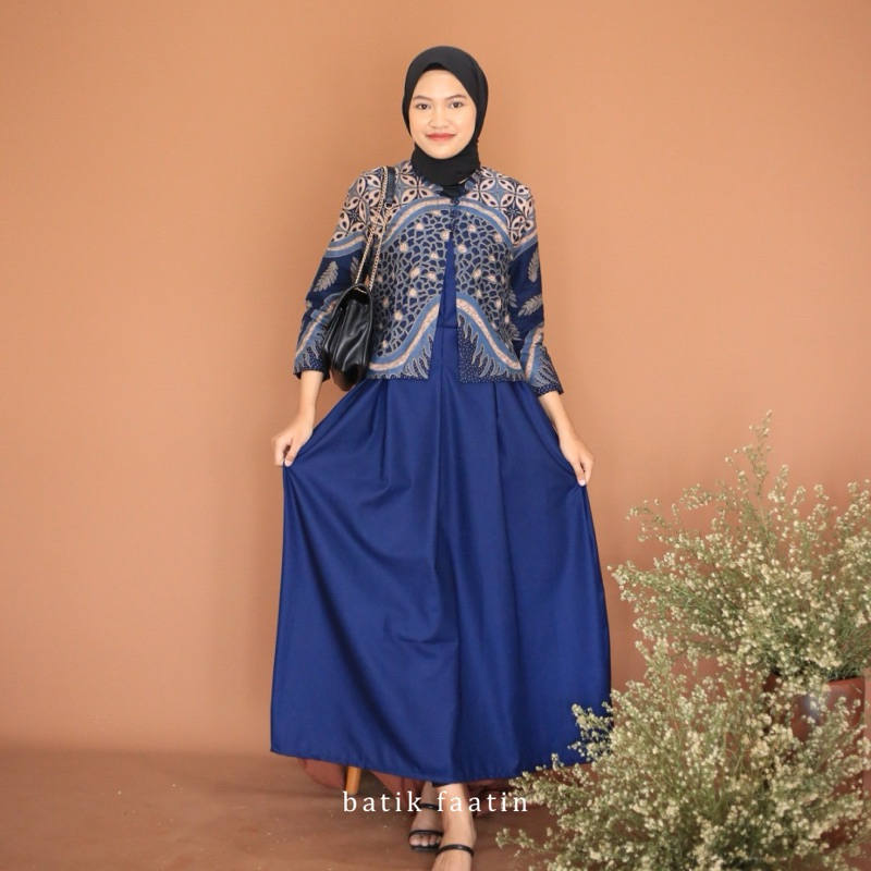 BATIK FAATIN | Yumna Set | One Set Gamis Batik Outer Kombinasi Inner Toyobo Premium |  Outer Batik K