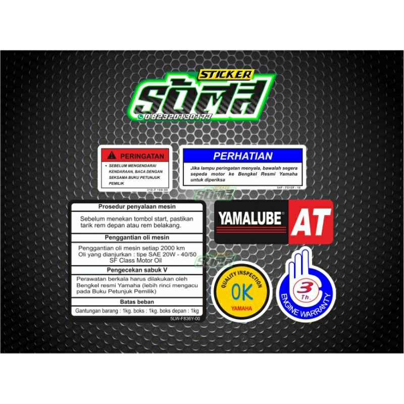 STIKER WARNING YAMAHA NOUVO Z NOUVO LELE MIO SPORTY STIKER PROSEDUR MIO SOUL XRIDE