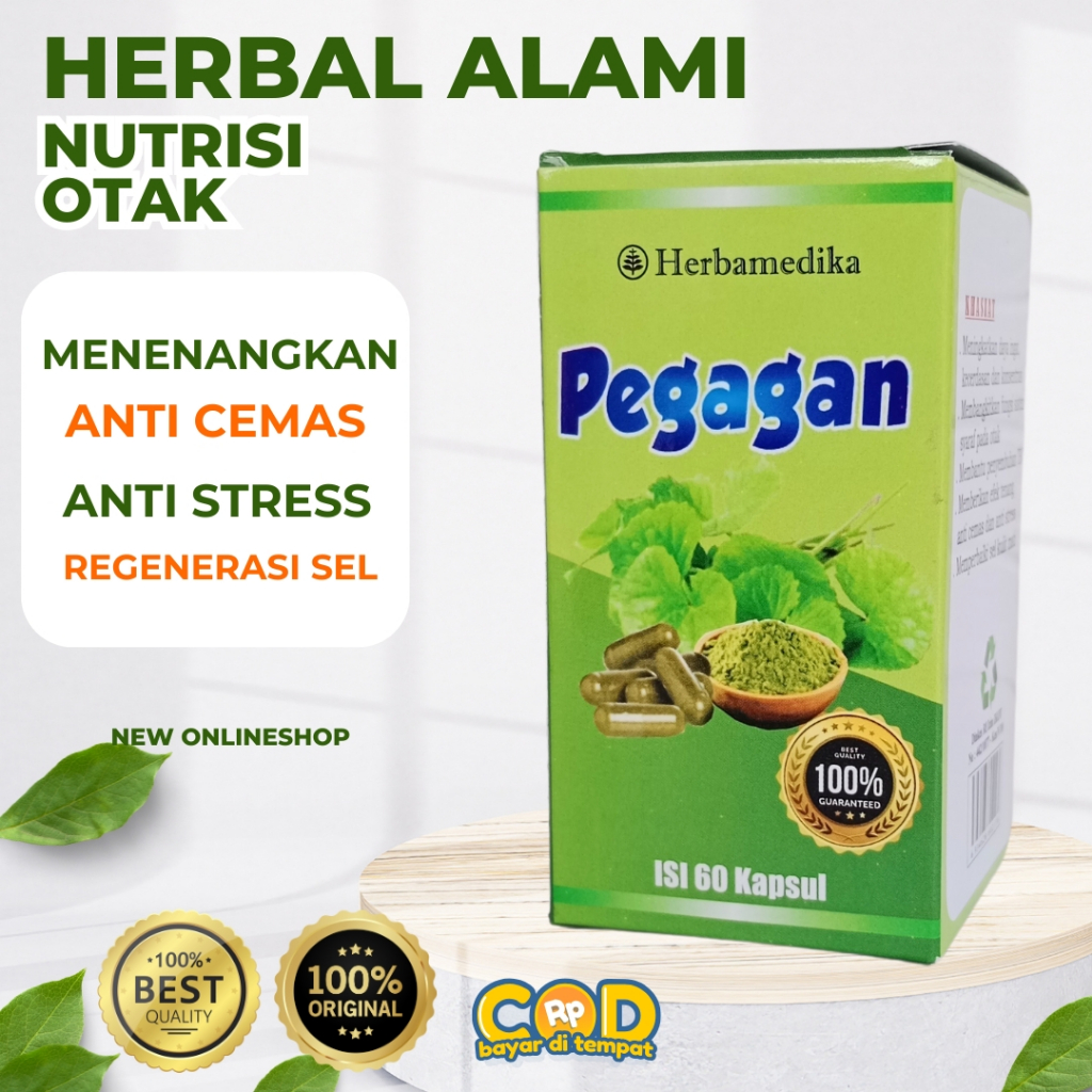 Kapsul Pegagan atau Antanan Original isi 60 Kapsul - Herbal Alami Nutrisi Otak, 100% Pegagan Asli