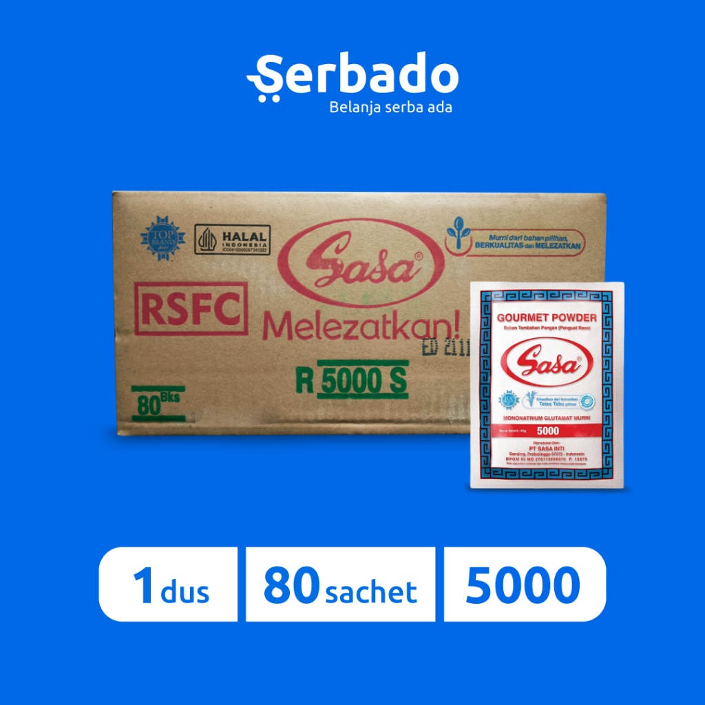 

Sasa MSG Kemasan Sachet 5.000 1 Dus (isi 80 sachet)