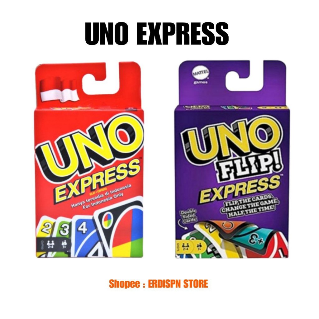 UNO EXPRESS Original UNO FLIP EXPRESS Original MATTEL KARTU PERMAINAN SERU GAME CARDS GAME CARD CARD