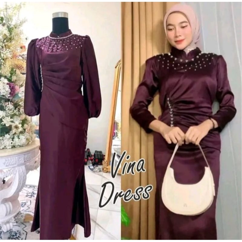 TERMURAH Vina Dress Kondangan Viral | Gaun Kondangan Rok Duyung | Gaun Pesta Modern | Dress Mermaid 